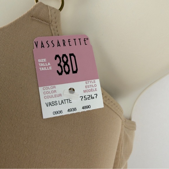 38D Front Close Racerback T-Shirt Bra Nude Smooth Cups NWT Vassarette - Picture 4 of 10
